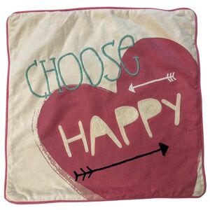 PB Teen "Choose Happy" pillow sham embroidered letters pink heart Pottery Barn